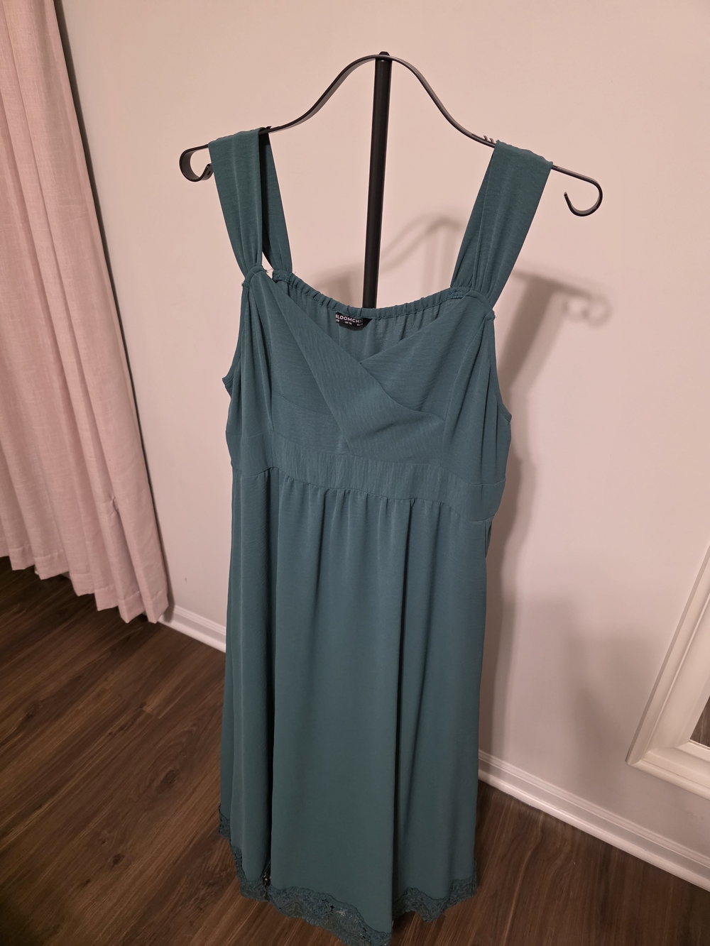 BloomChic Teal Surplice Lace Trim Midi Dress Size 12 L